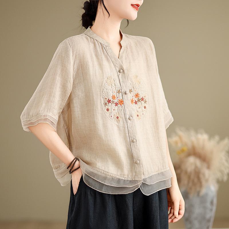 Retro Embroidered Organza Patchwork V-Neck Shirt for Women - Summer Mid-Sleeve Trendy Top L абрикосовий
Retro Embroidered Organza Patchwork V-Neck Shirt for Women - Summer Mid-Sleeve Trendy Top L абрикосовий