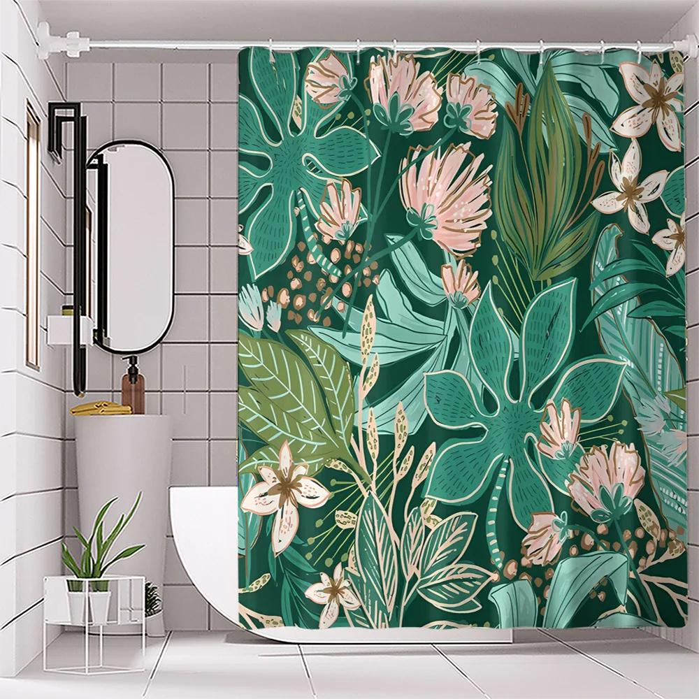 Tropical Jungle Leaves Shower Curtain - Water-Resistant, Easy To Clean, Adds A Lush And Exotic Touch To Your Bathroom Decor W60H190(CM)-1 Pcs
Tropical Jungle Leaves Shower Curtain - Water-Resistant, Easy To Clean, Adds A Lush And Exotic Touch To Your Bathroom Decor W60H190(CM)-1 Pcs