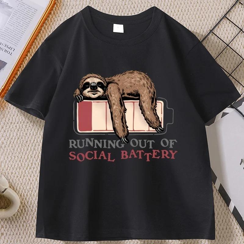 Oversized Black Cotton Casual Graphic T-Shirt Featuring a Lazy Sloth on a Low Battery and the Sarcastic Quote Running Out of Social Battery 4XL
Oversized Black Cotton Casual Graphic T-Shirt Featuring a Lazy Sloth on a Low Battery and the Sarcastic Quote Running Out of Social Battery 4XL