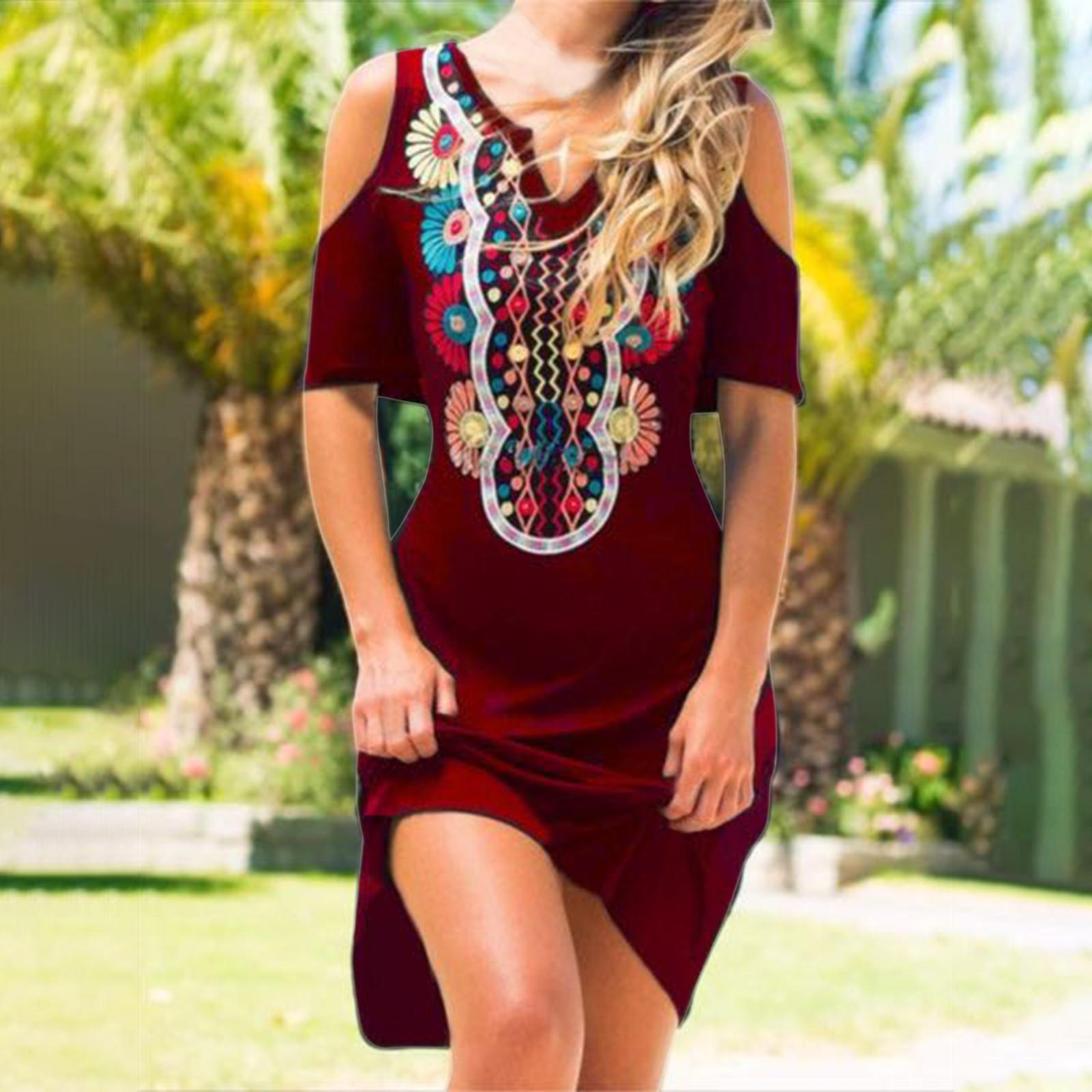Women Lady Casual Short Sleeve V-Neck Dew shoulder Flowers Print A-Line Dresses M червоний
Women Lady Casual Short Sleeve V-Neck Dew shoulder Flowers Print A-Line Dresses M червоний
