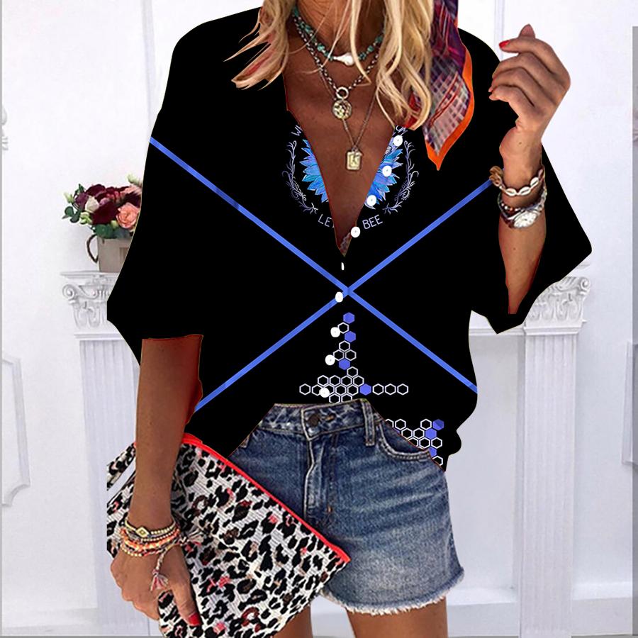 2023 Summer Autumn New Fashion Women s Tops Gold Cross Lines Printed Half Sleeve Casual Plus Size Button-down Shirt with Bubble Sleeves
2023 Summer Autumn New Fashion Women s Tops Gold Cross Lines Printed Half Sleeve Casual Plus Size Button-down Shirt with Bubble Sleeves