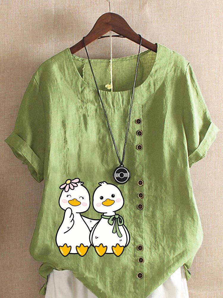 Women s Fashion Couple Duck Print Round Neck Short Sleeve T-shirt Casual Cotton Linen Graphic Shirt Leisure Loose Summer Blouse Tops 5XL зелений
Women s Fashion Couple Duck Print Round Neck Short Sleeve T-shirt Casual Cotton Linen Graphic Shirt Leisure Loose Summer Blouse Tops 5XL зелений
