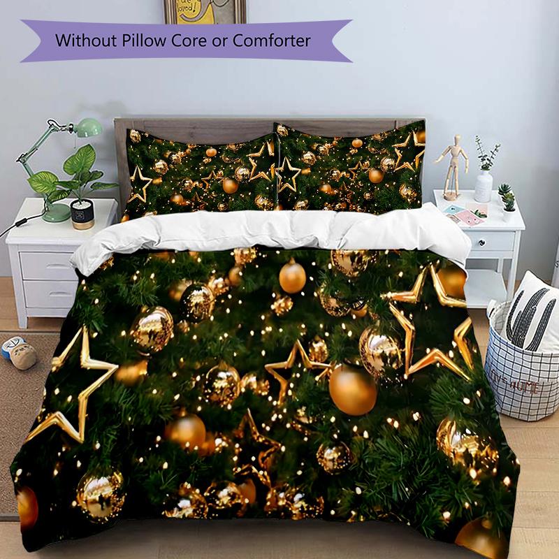 3pcs Christmas Tree Decorations with Gold Ornaments and Stars Bedding Set - Festive Holiday Gift for Home Decoration (Includes One Quilt Cover and Two 135x200cm
3pcs Christmas Tree Decorations with Gold Ornaments and Stars Bedding Set - Festive Holiday Gift for Home Decoration (Includes One Quilt Cover and Two 135x200cm