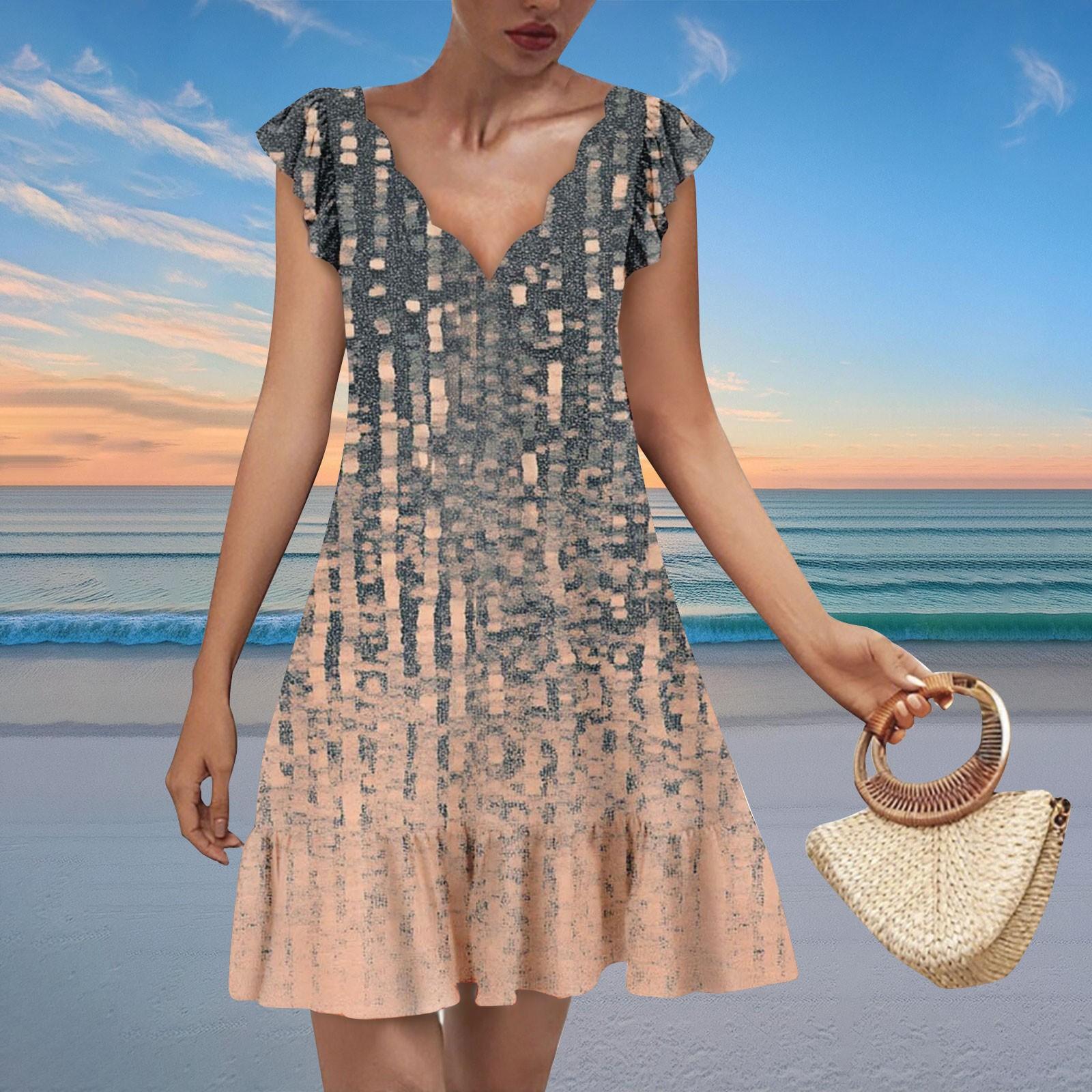 Женское модное повседневное платье с V-образным вырезом и волнистым краем с цветочным принтом и коротким рукавом S коричневый
Женское модное повседневное платье с V-образным вырезом и волнистым краем с цветочным принтом и коротким рукавом S коричневый