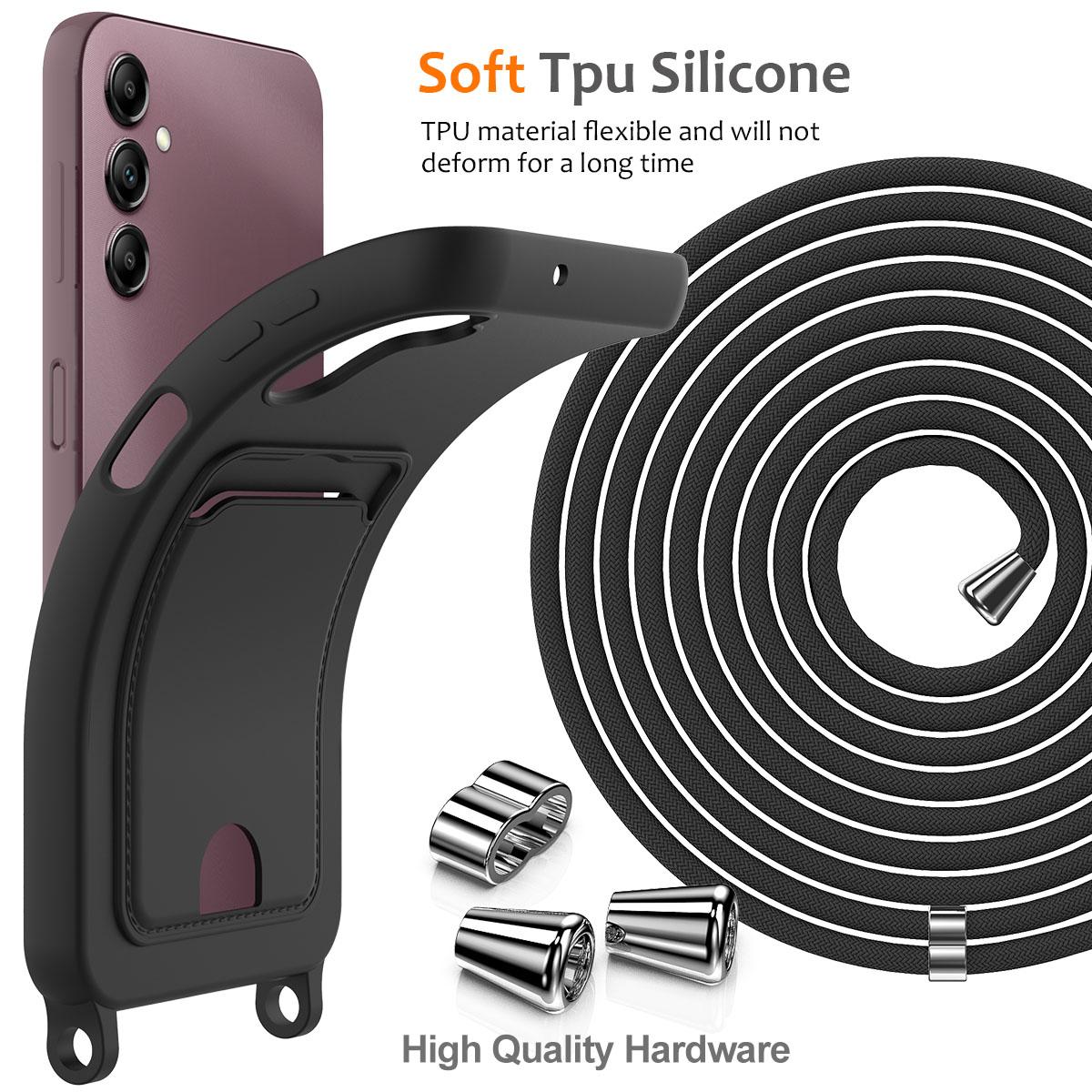 For Samsung Galaxy A14 4G/5G Case Card Holder Liquid Silicone Phone Cover with Lanyard Black
For Samsung Galaxy A14 4G/5G Case Card Holder Liquid Silicone Phone Cover with Lanyard Black