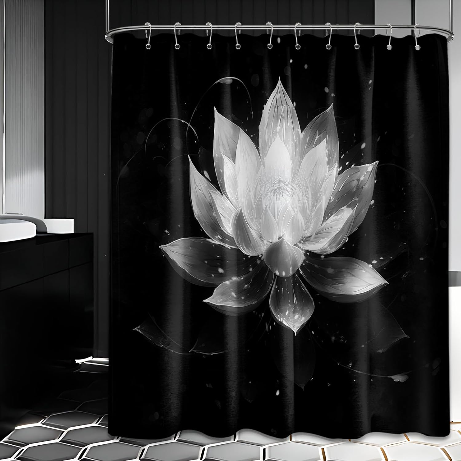 Black And Gold Shower Curtain Lotus Flower For Bathroom Decor Decorative Yellow Golden Floral Bath Curtain Set With Hooks W60H190(CM)-1 Pcs
Black And Gold Shower Curtain Lotus Flower For Bathroom Decor Decorative Yellow Golden Floral Bath Curtain Set With Hooks W60H190(CM)-1 Pcs
