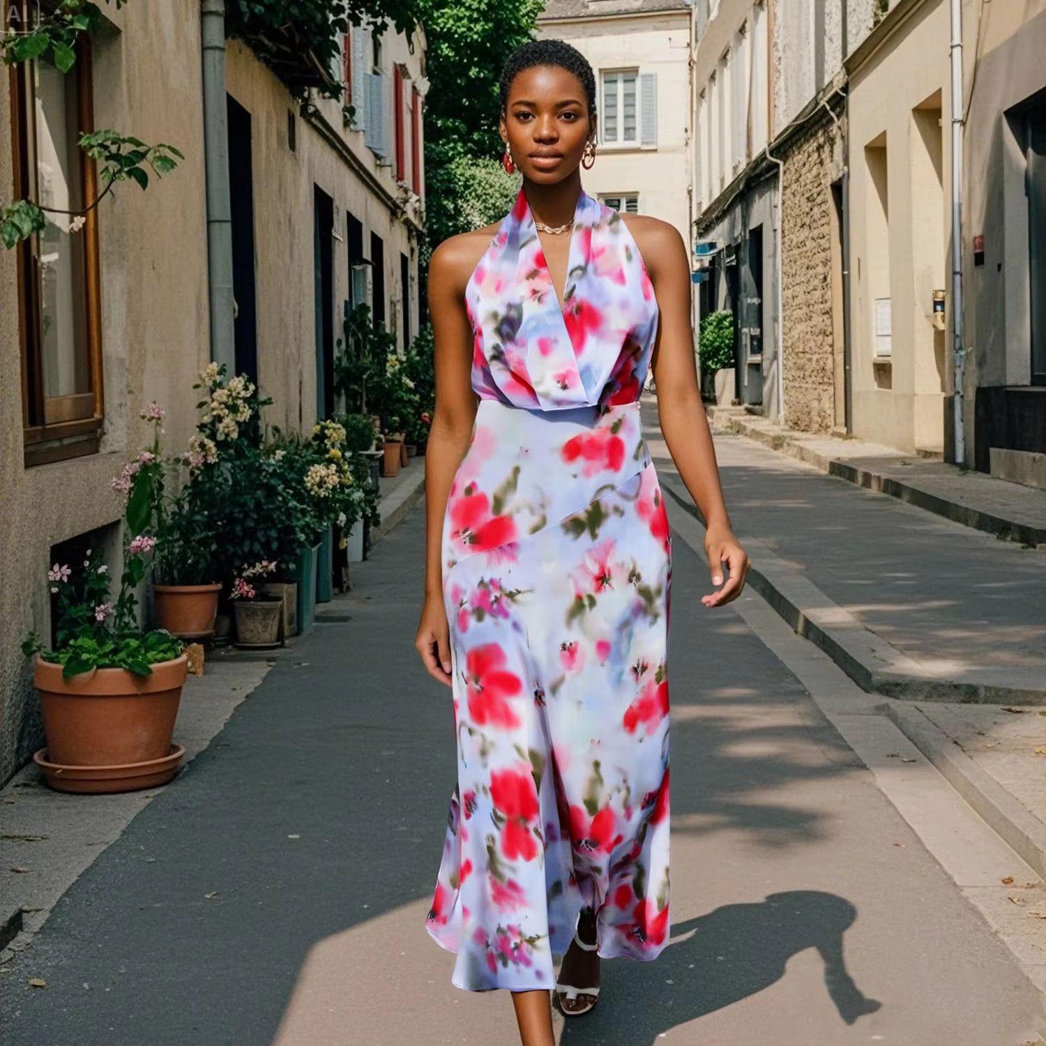 2025 Spring/Summer Women s Slim Print Halter Neck Dress - Elegant and Sexy Extra Small
2025 Spring/Summer Women s Slim Print Halter Neck Dress - Elegant and Sexy Extra Small