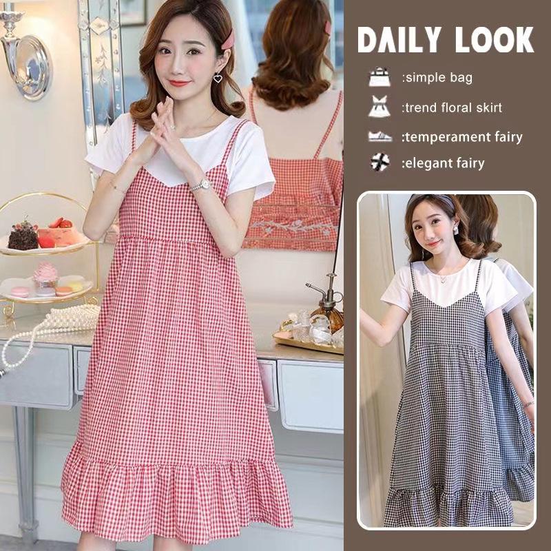 Two-Tone Maternity Summer Dress: Loose Fit, Short Sleeve, Belly-Covering M (85-105 jin)
Two-Tone Maternity Summer Dress: Loose Fit, Short Sleeve, Belly-Covering M (85-105 jin)