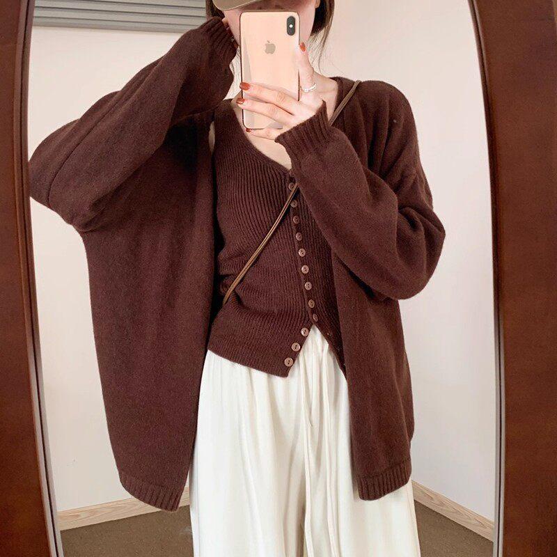 Korean Style Knit V-Neck Cardigan & Camisole Set for Women - Autumn/Winter Sweater Vest Duo Large
Korean Style Knit V-Neck Cardigan & Camisole Set for Women - Autumn/Winter Sweater Vest Duo Large