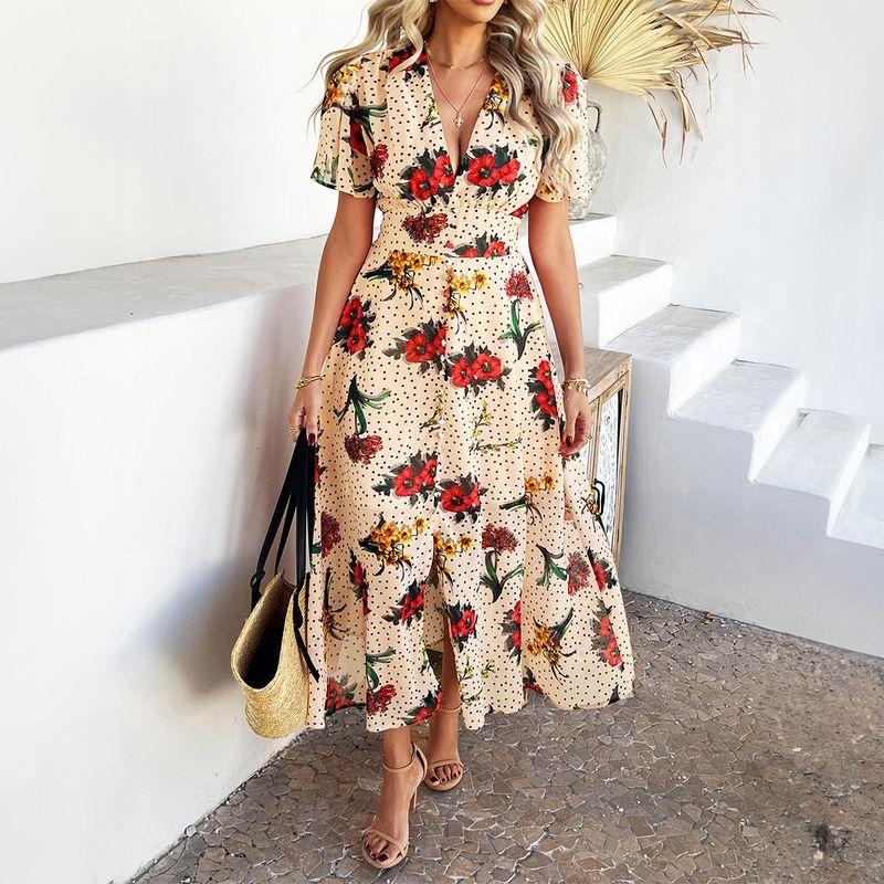 European and American Foreign Trade Women clothes 2025 Spring and Summer Bohemian Sexy Deep V Chiffon Printing Short sleeve Full Body Dress Orange XL
European and American Foreign Trade Women clothes 2025 Spring and Summer Bohemian Sexy Deep V Chiffon Printing Short sleeve Full Body Dress Orange XL