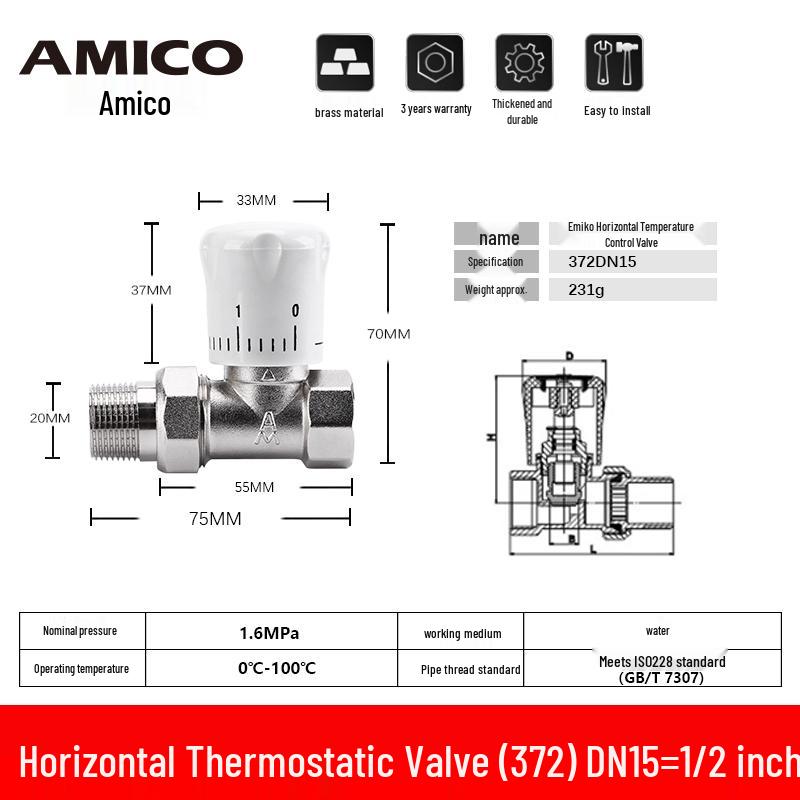 Emiko Brass Thermostatic Radiator Valve - Water/Steam Regulator 372
Emiko Brass Thermostatic Radiator Valve - Water/Steam Regulator 372
