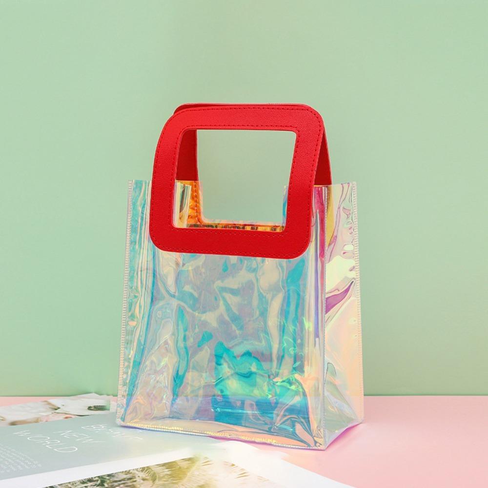 Прозрачные сумки для покупок с квадратной ручкой из ПВХ, практичная подарочная сумка из прозрачного материала XXS-Small Square Handle