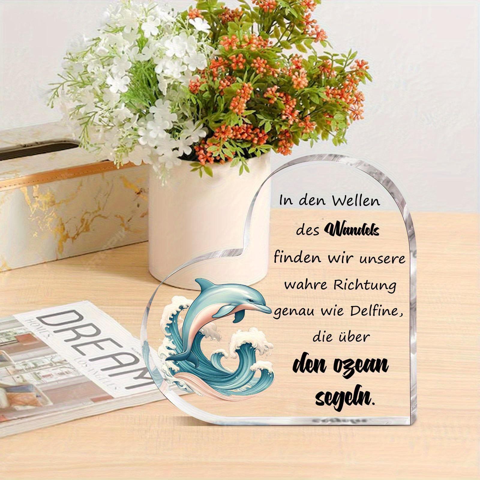 1 Heart-Shaped Dolphin Acrylic Plaque with German Motivational Quote - Blue Dolphin & Wave Design Desktop Decor for Home, Office - Father s Day 10*10cm
1 Heart-Shaped Dolphin Acrylic Plaque with German Motivational Quote - Blue Dolphin & Wave Design Desktop Decor for Home, Office - Father s Day 10*10cm