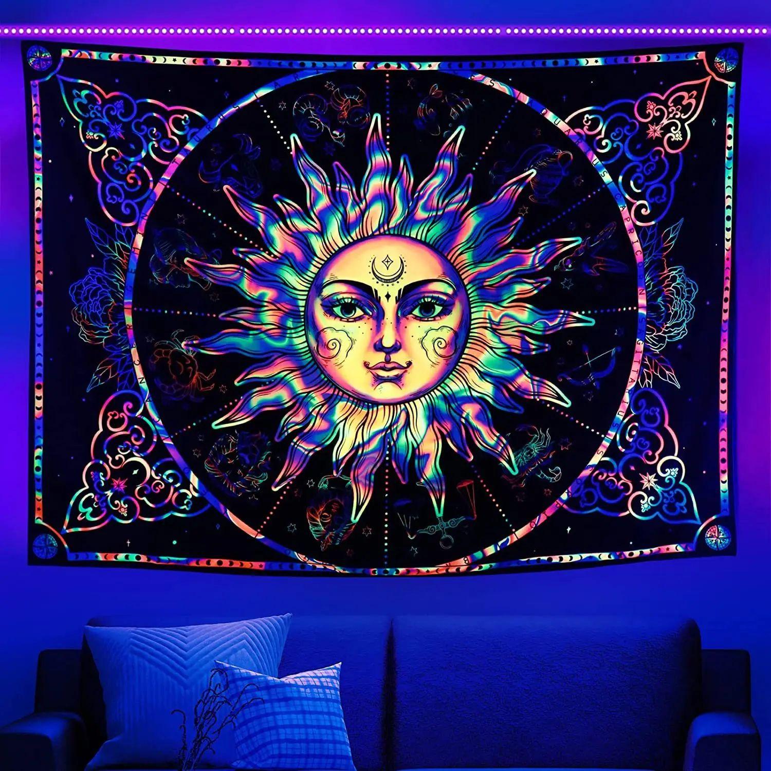 VIKAMA Face Sun Tapestry with Neon Glowing Astrology Mandala Pattern for Living Room and Bedroom Wall Hanging Home Decoration 74x94cm(29x37in)
VIKAMA Face Sun Tapestry with Neon Glowing Astrology Mandala Pattern for Living Room and Bedroom Wall Hanging Home Decoration 74x94cm(29x37in)