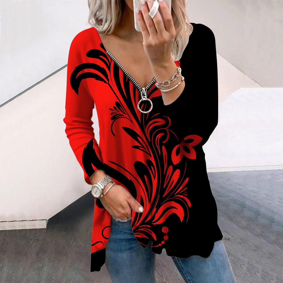 Женские осенние европейские классические футболки с длинным рукавом с принтом, свободные футболки с V-образным вырезом больших размеров, удобные блузки 8XL красный
Женские осенние европейские классические футболки с длинным рукавом с принтом, свободные футболки с V-образным вырезом больших размеров, удобные блузки 8XL красный