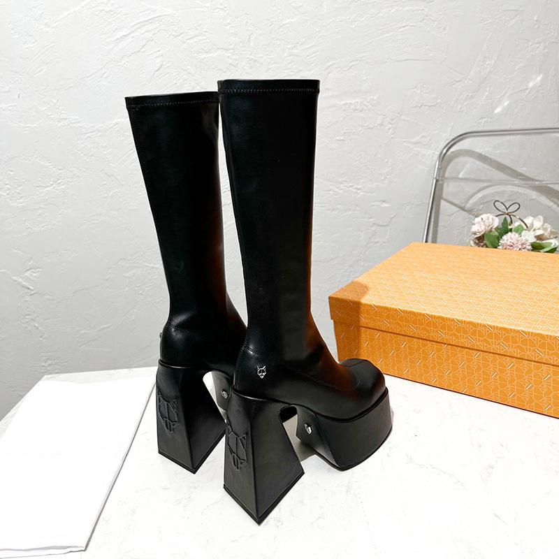 14Cm Super High Heel Stretch Boots Women Platform Square Toe Punk Style Knee-High Boots Black Square Heel Fashion Women Shoes 39
14Cm Super High Heel Stretch Boots Women Platform Square Toe Punk Style Knee-High Boots Black Square Heel Fashion Women Shoes 39