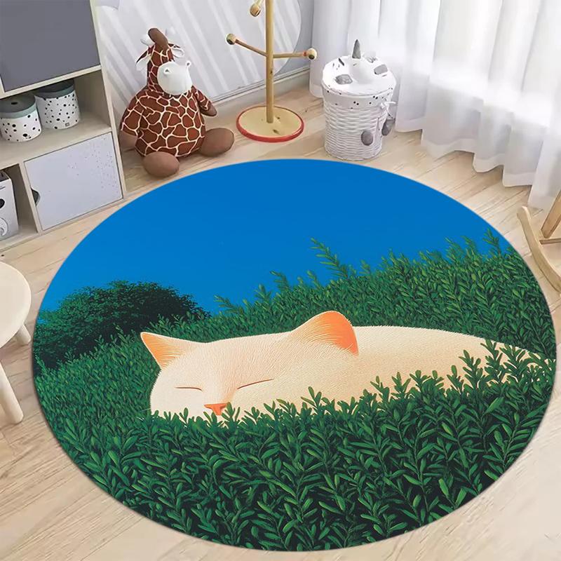 Cute White Cat Round Area Rug Cartoon Sleeping Kitten Non-Slip Floor Mat for Living Room Bedroom Home Decor Carpet for Kids Room 60cmx60cm
Cute White Cat Round Area Rug Cartoon Sleeping Kitten Non-Slip Floor Mat for Living Room Bedroom Home Decor Carpet for Kids Room 60cmx60cm