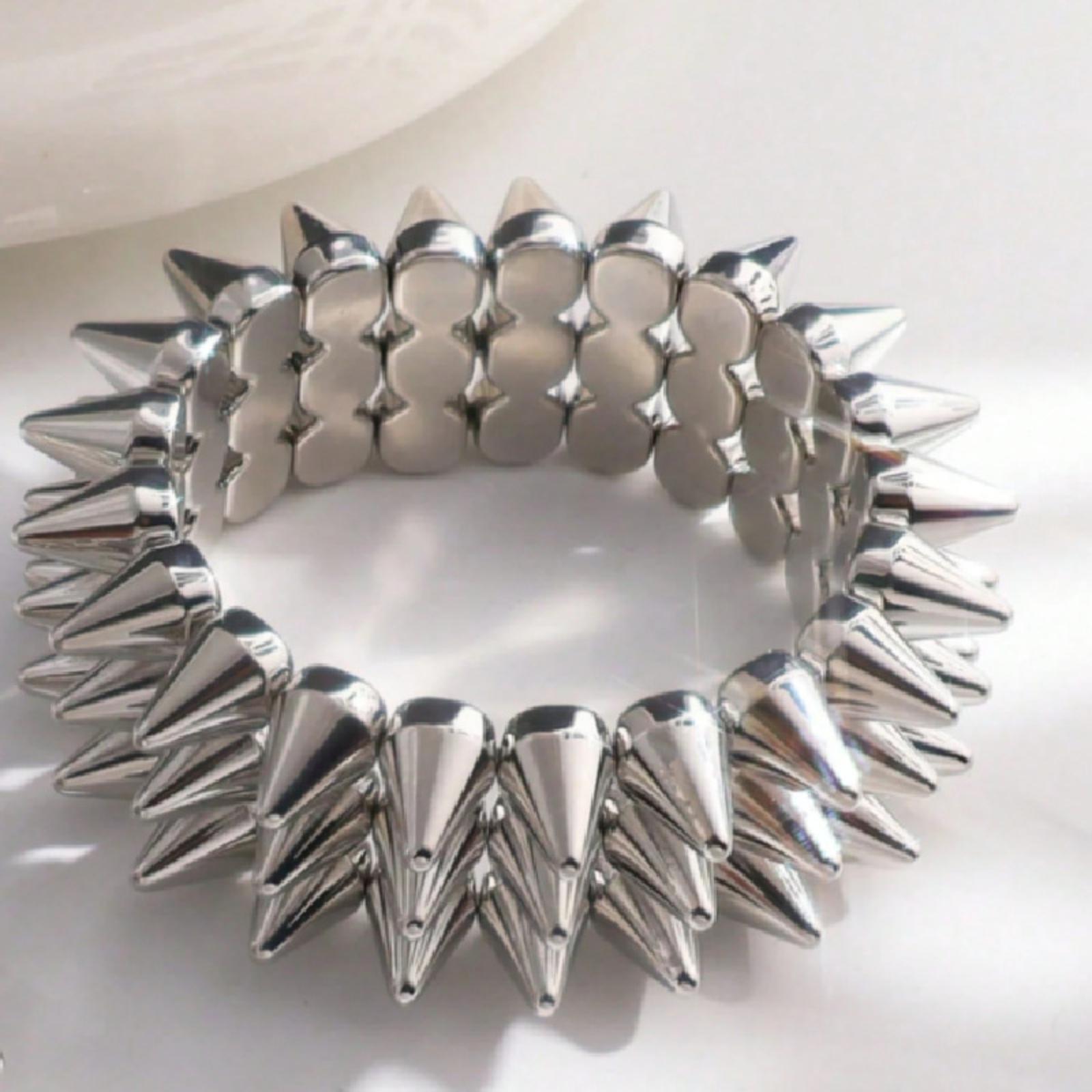 Women S Spiked Stretch Bracelet Punk Style Adjustable Metal Spike Beaded Wristband Edgy Fashion Jewelry One Size
Women S Spiked Stretch Bracelet Punk Style Adjustable Metal Spike Beaded Wristband Edgy Fashion Jewelry One Size
