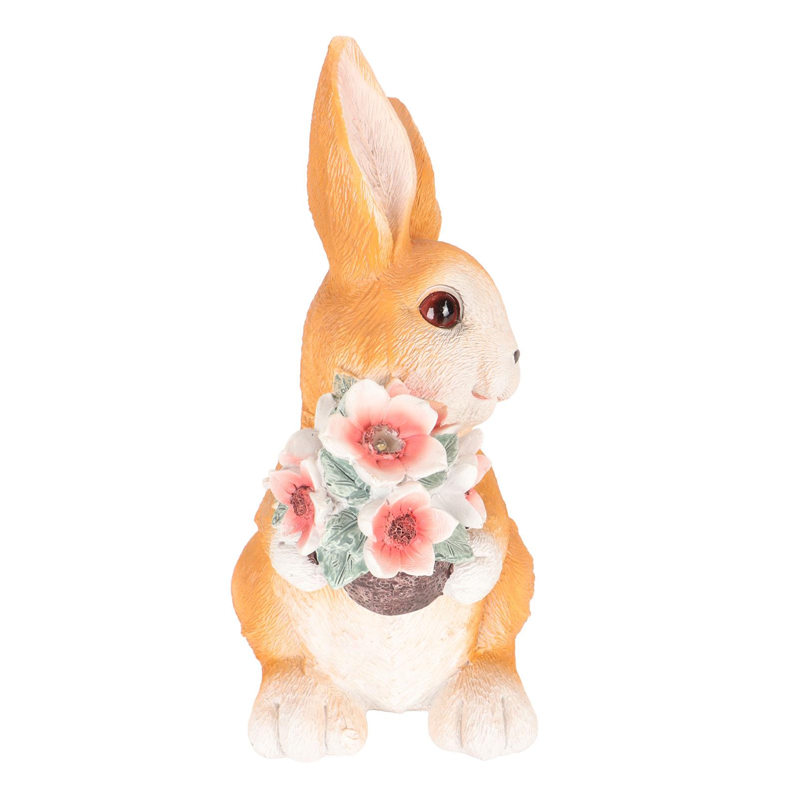 Солнечная статуэтка кролика Милая расписанная вручную смоляная статуэтка кролика Декор Кролик Ночник Украшение для