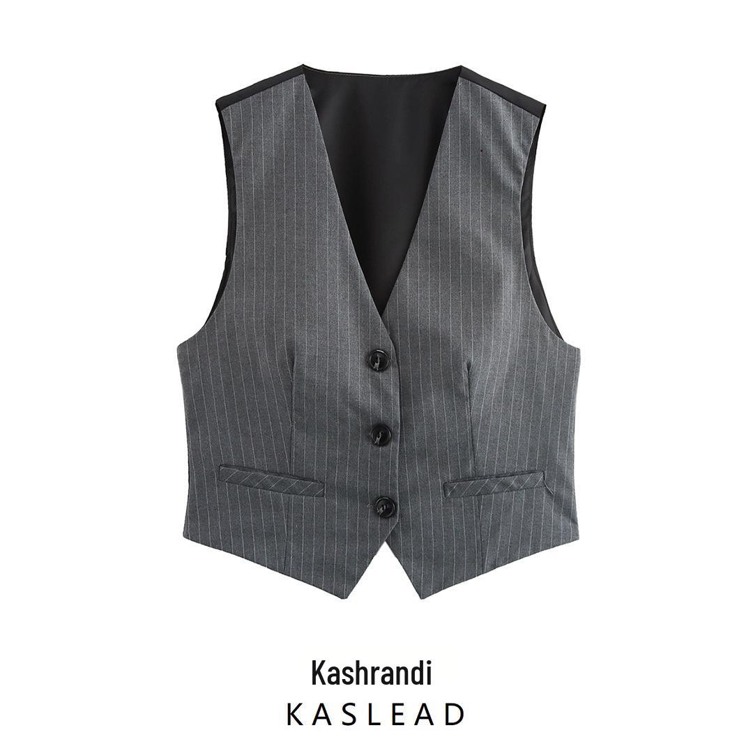 2025 Spring Women s European & American Style Gray Striped Casual Tank Top Vest Large 
2025 Spring Women s European & American Style Gray Striped Casual Tank Top Vest Large