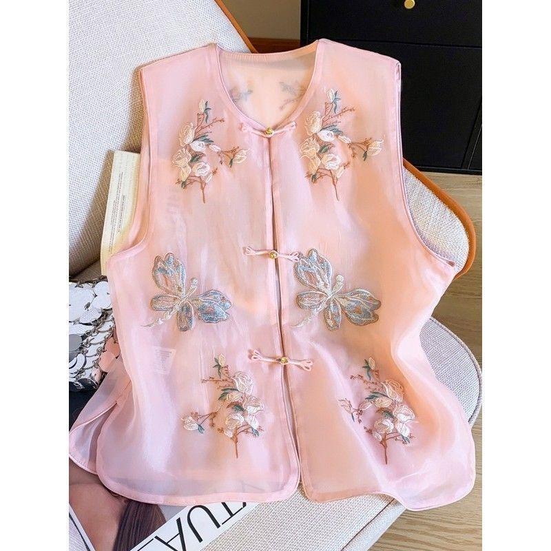 Вышитый жилет для женщин, слегка прозрачный жилет с круглым вырезом и застежкой-пуговицей, летний тонкий жилет для женщин 3XL (138-75kg recommended) розовый
Вышитый жилет для женщин, слегка прозрачный жилет с круглым вырезом и застежкой-пуговицей, летний тонкий жилет для женщин 3XL (138-75kg recommended) розовый