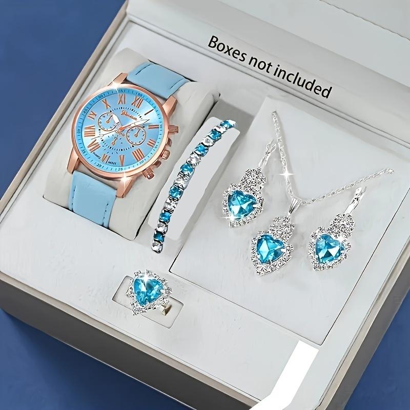 Fashion quartz watch and jewelry set, shock resistant circular analog digital display, PU leather strap, zinc alloy case
Fashion quartz watch and jewelry set, shock resistant circular analog digital display, PU leather strap, zinc alloy case