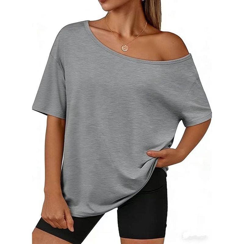 2025 Cross-Border Amazon Summer Off-Shoulder Loose Top European and American Foreign Trade Solid Color T-Shirt Gray M
2025 Cross-Border Amazon Summer Off-Shoulder Loose Top European and American Foreign Trade Solid Color T-Shirt Gray M