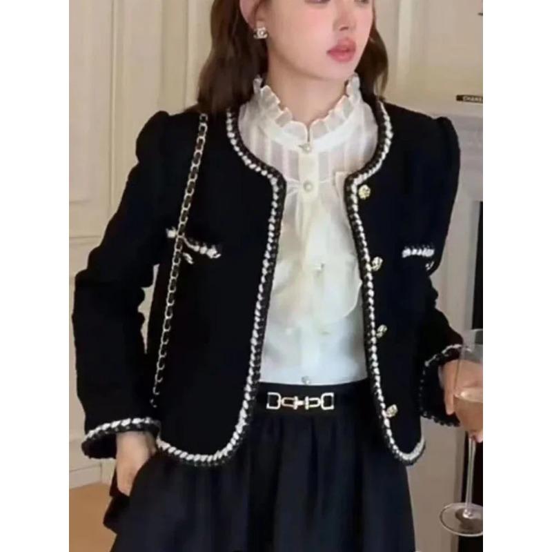 Осень-зима модные винтажные куртки женские корейские элегантные однобортные укороченные пальто твидовые с длинным рукавом повседневные короткие верхние одежды M чёрный
Осень-зима модные винтажные куртки женские корейские элегантные однобортные укороченные пальто твидовые с длинным рукавом повседневные короткие верхние одежды M чёрный