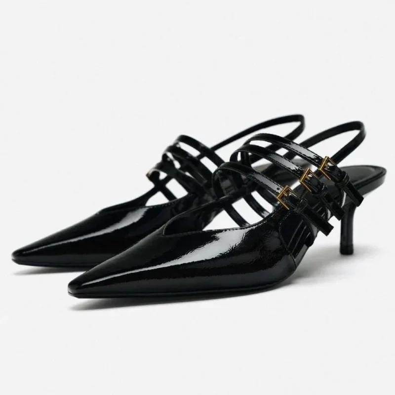 New Arrival Women s Sandals with Buckle Strap High Heels Elegant Pointed Toe Stilettos Summer shoes White Party Dress 36 чёрный
New Arrival Women s Sandals with Buckle Strap High Heels Elegant Pointed Toe Stilettos Summer shoes White Party Dress 36 чёрный