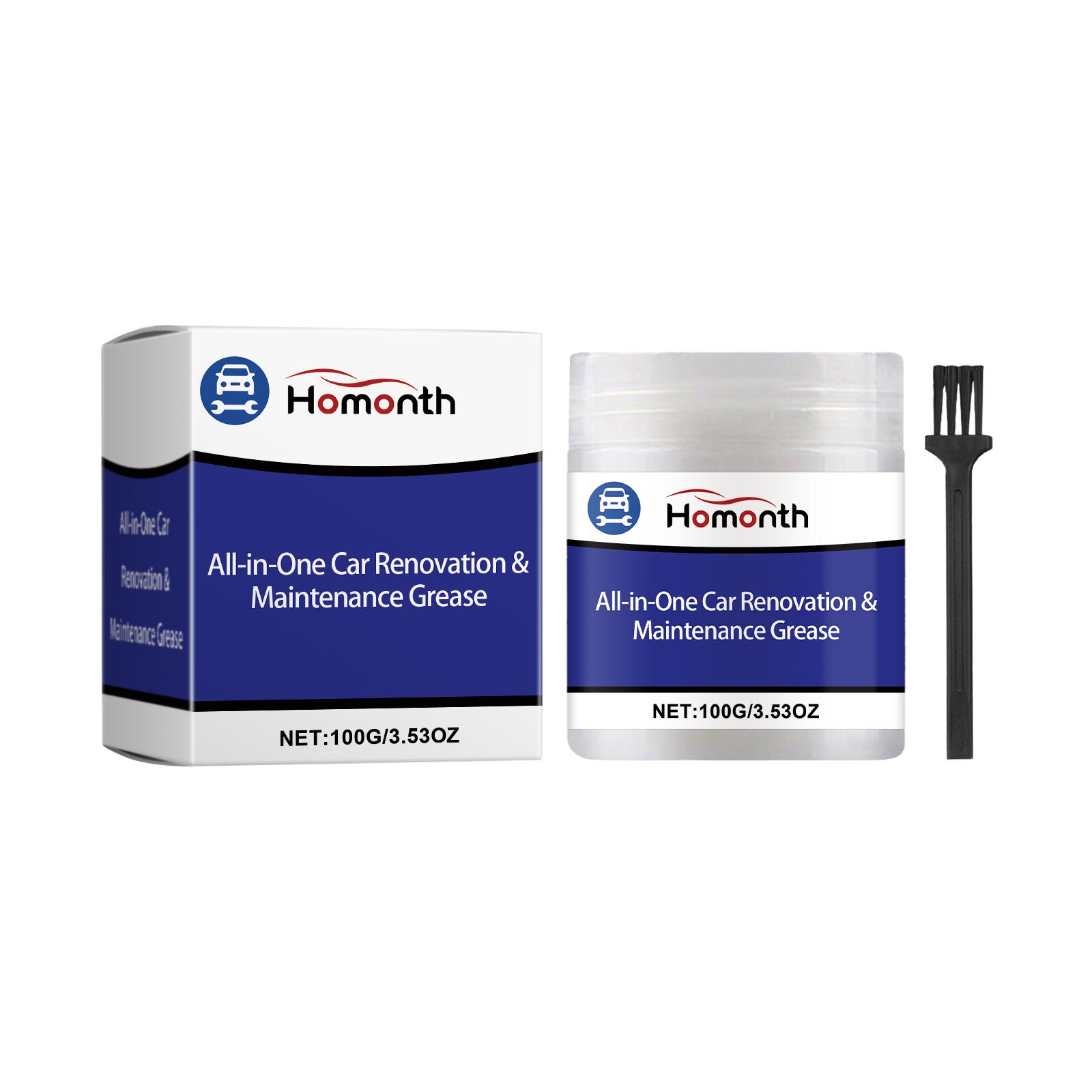 Homonth Multi-Purpose Automotive Grease, Rubber & Plastic Anti-Wear & Anti-Crack Protection, Rubber Plastic Care Cream, Car Maintenance 100g + Brush
Homonth Multi-Purpose Automotive Grease, Rubber & Plastic Anti-Wear & Anti-Crack Protection, Rubber Plastic Care Cream, Car Maintenance 100g + Brush