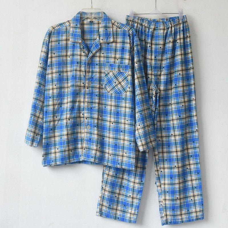 Orders Exported to Japan Men s Cotton Flannel Plaid Long sleeve Pajamas Set Spring, Autumn and Winter Cotton Lapel Sanding Cotton Home Wear Huang Lange M
Orders Exported to Japan Men s Cotton Flannel Plaid Long sleeve Pajamas Set Spring, Autumn and Winter Cotton Lapel Sanding Cotton Home Wear Huang Lange M