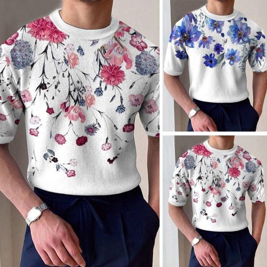 Men Summer O-Neck Short Sleeve Knitting Tops Floral Print Slim Fit Tee Shirt Breathable Elastic Pullover Tees Streetwear
Men Summer O-Neck Short Sleeve Knitting Tops Floral Print Slim Fit Tee Shirt Breathable Elastic Pullover Tees Streetwear