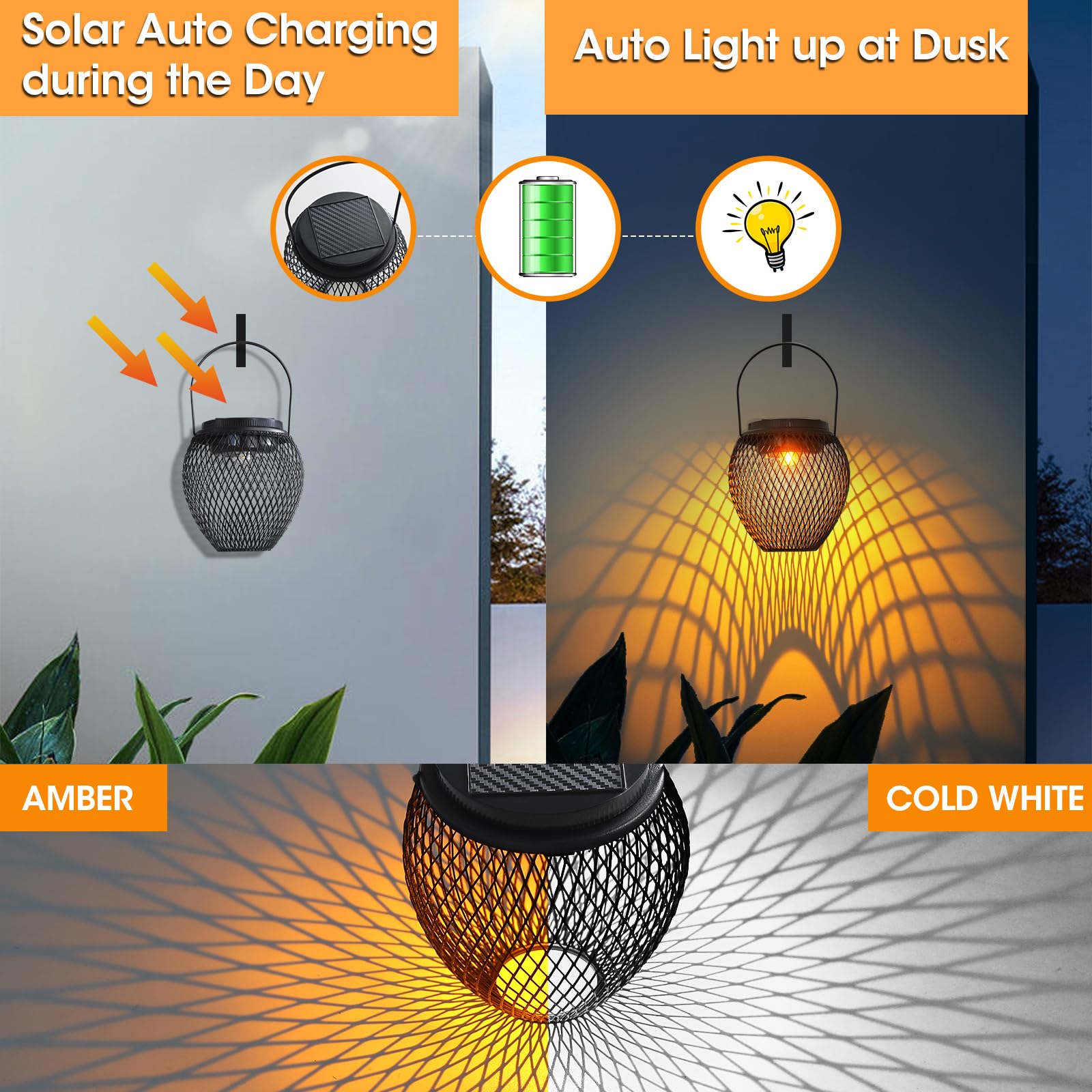 Outdoor Solar Hanging Lantern Lights Metal Decorative Garden Lamps Lighting for Garden Patio Courtyard Lawn Pathway Tree Decor
Outdoor Solar Hanging Lantern Lights Metal Decorative Garden Lamps Lighting for Garden Patio Courtyard Lawn Pathway Tree Decor