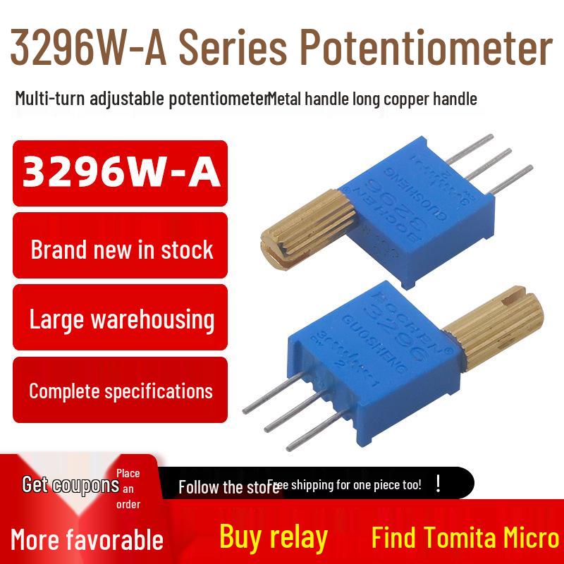 3296W-A Multi-turn Adjustable Potentiometer with Metal Long Handle (1K to 1M) Model 203 - 20K
3296W-A Multi-turn Adjustable Potentiometer with Metal Long Handle (1K to 1M) Model 203 - 20K
