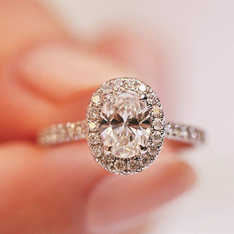 Роскошное овальное обручальное кольцо с белым камнем для женщин, классическое с кристаллами, ювелирные кольца из белого золота 18 карат для женщин, обручальное кольцо в подарок