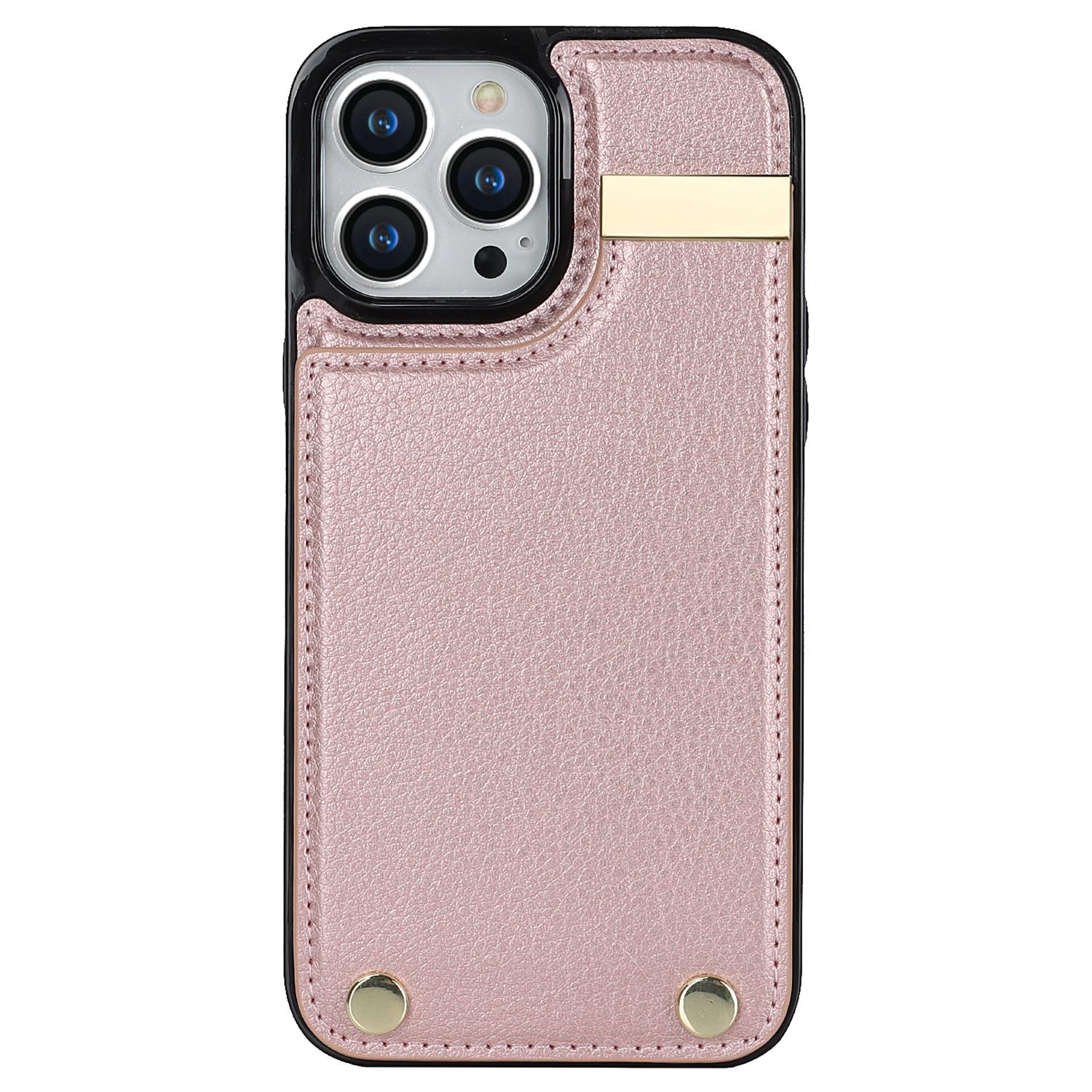 For iPhone 15 Pro Max Case TPU+PU Leather+Metal Hardware Phone Cover with Card Holder Rose Gold
For iPhone 15 Pro Max Case TPU+PU Leather+Metal Hardware Phone Cover with Card Holder Rose Gold