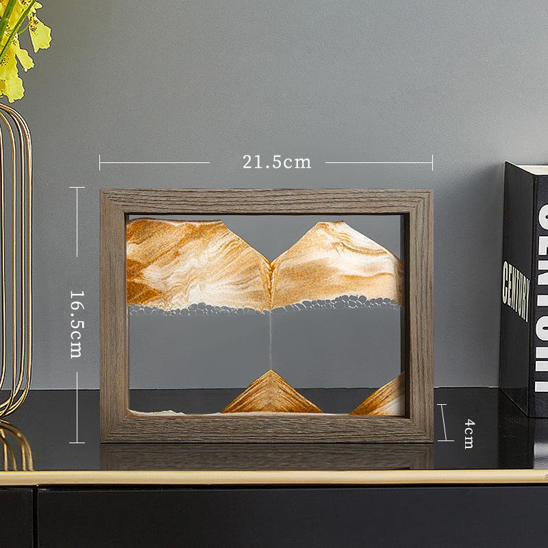 3D Песочный пейзаж Движущийся песок Картина Жидкие песочные часы Стеклянная деревянная рама Картина с текучим песком Офис Домашний декор Подарки