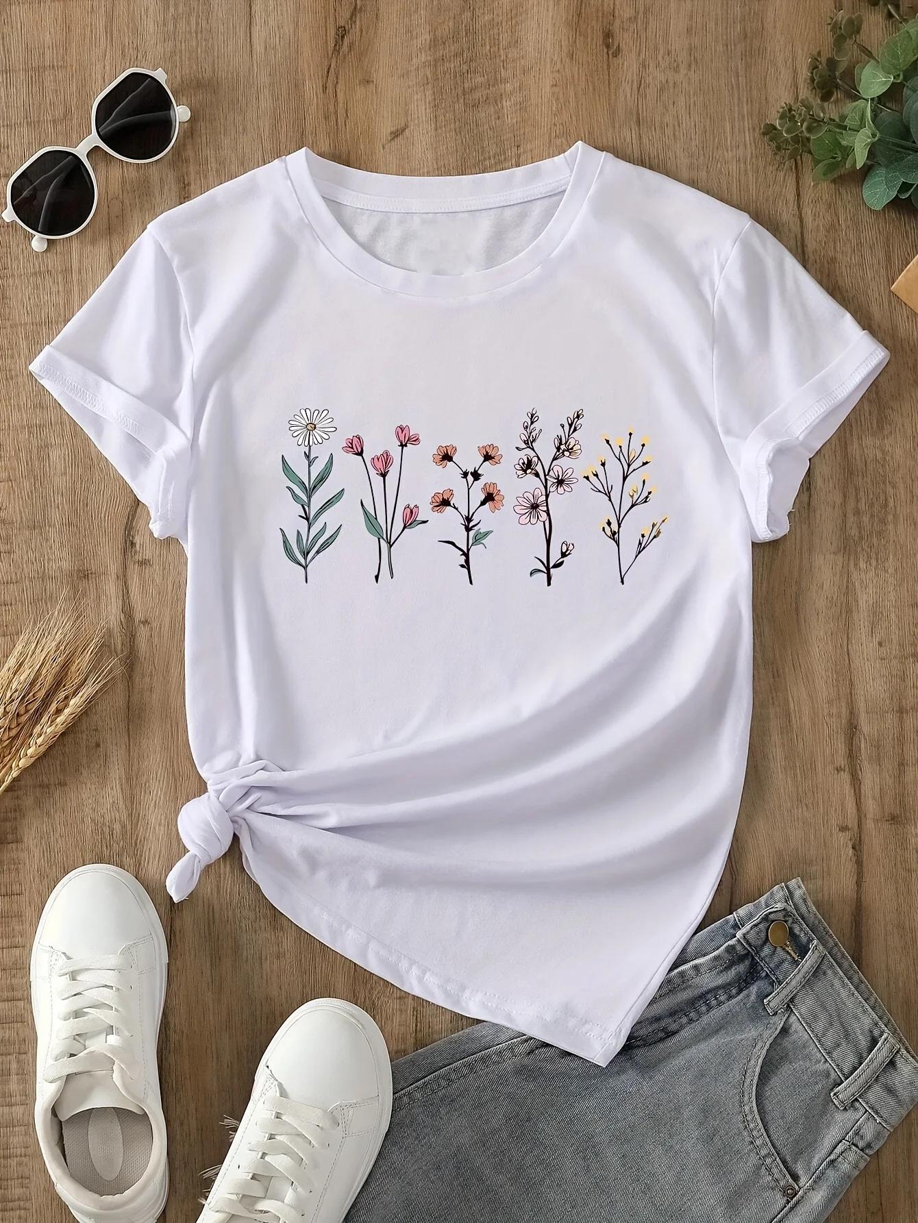 White Colorful Flowers Spring Summer Casual Attire Summer Clothing Women s Sporty Casual Sleeve T-Shirt Print Round Breathable 4XL
White Colorful Flowers Spring Summer Casual Attire Summer Clothing Women s Sporty Casual Sleeve T-Shirt Print Round Breathable 4XL