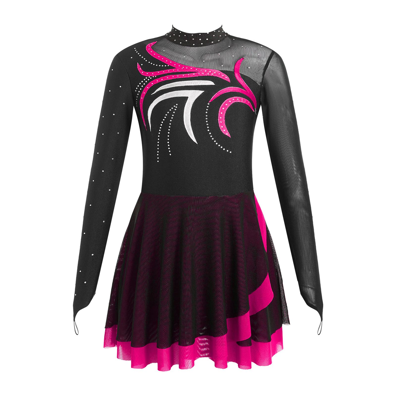 Сукня для фігурного катання для дівчаток з блискучими стразами, прозорою сіткою, печворком, довгим рукавом для танцювального виступу 5-6 Years
Сукня для фігурного катання для дівчаток з блискучими стразами, прозорою сіткою, печворком, довгим рукавом для танцювального виступу 5-6 Years