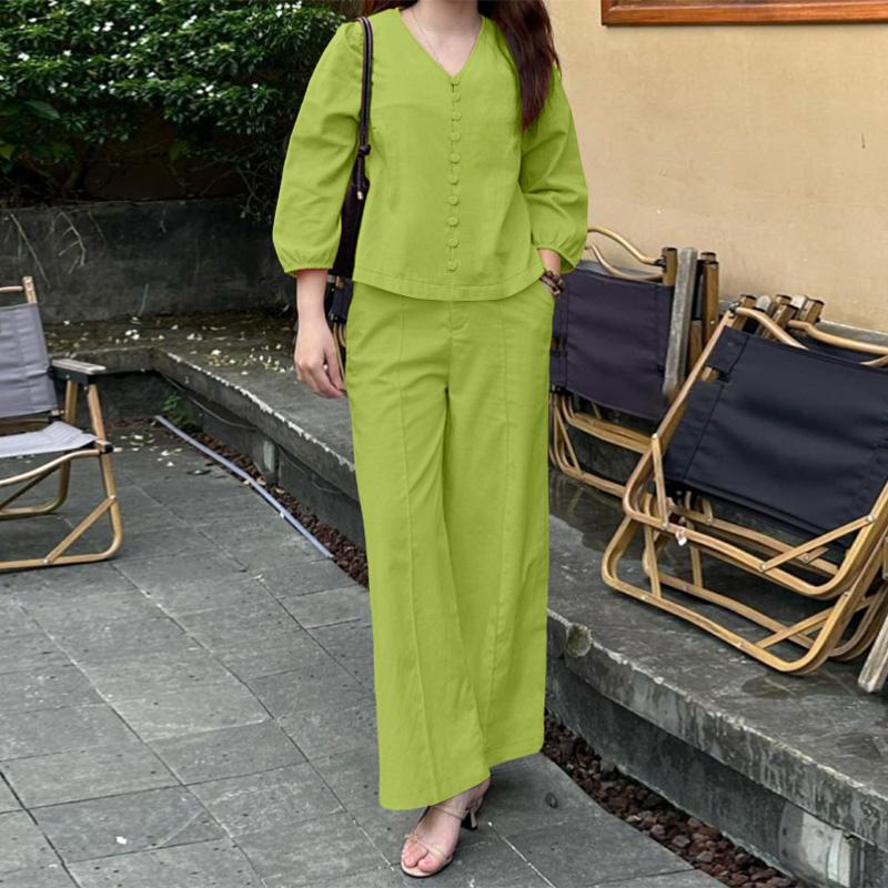 ZANZEA Женская блузка с длинным рукавом и брюки повседневный комплект из двух частей 5XL зелёный
ZANZEA Женская блузка с длинным рукавом и брюки повседневный комплект из двух частей 5XL зелёный