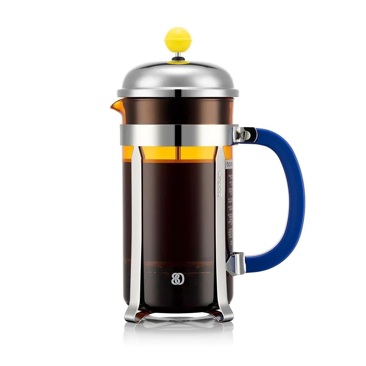 BODUM CHAMBORD French Press Coffee Maker, 1000ml, 80th Anniversary Limited Edition, Orange, Yellow, and Blue, with Stainless Steel Filter and Glass
BODUM CHAMBORD French Press Coffee Maker, 1000ml, 80th Anniversary Limited Edition, Orange, Yellow, and Blue, with Stainless Steel Filter and Glass