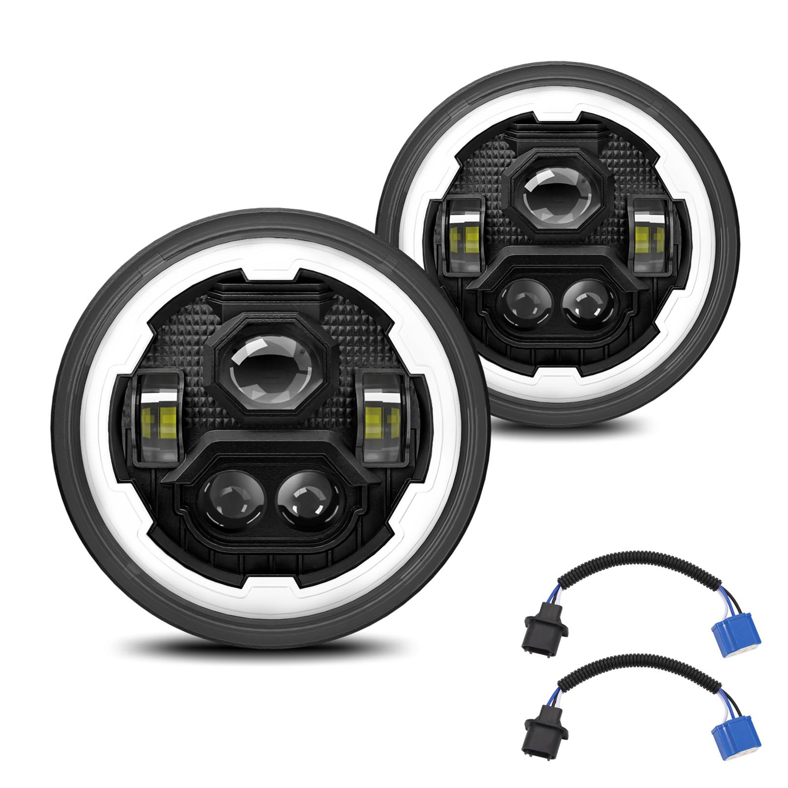 7-дюймовые автомобильные светодиодные фары 7-дюймовые круглые фары с белым дальним ближним светом DRL и янтарным указателем поворота чёрный
7-дюймовые автомобильные светодиодные фары 7-дюймовые круглые фары с белым дальним ближним светом DRL и янтарным указателем поворота чёрный