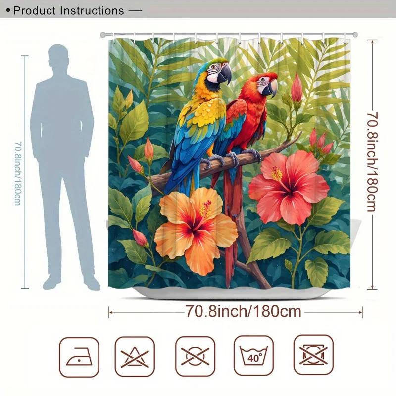 1Pc Macaws & Tropical Flowers Shower Curtain - Watercolor Style, Polyester, 70.8X70.8 , Durable & Washable, Tropical Theme W60H190(CM)-1 Pcs
1Pc Macaws & Tropical Flowers Shower Curtain - Watercolor Style, Polyester, 70.8X70.8 , Durable & Washable, Tropical Theme W60H190(CM)-1 Pcs