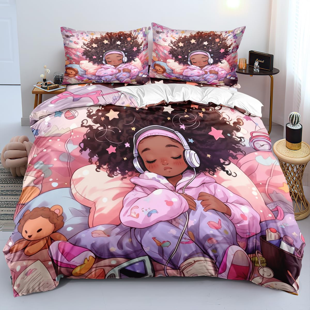 Fantasy Black Girl Duvet Cover Sets for Kids Girls Women Teens Lightweight Quilt Covers African American Black Girl Bedding Sets (135x200cm)
Fantasy Black Girl Duvet Cover Sets for Kids Girls Women Teens Lightweight Quilt Covers African American Black Girl Bedding Sets (135x200cm)