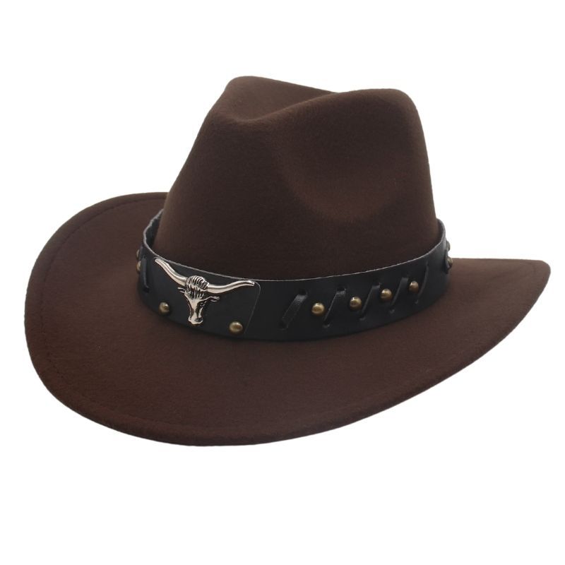 Wool Felt Cowboy Hat Men Bull Head Accessories Western Fedora Hat Retro Outdoor Curved Brim Cap Ethnic Style Jazz Party Hat кавовий
Wool Felt Cowboy Hat Men Bull Head Accessories Western Fedora Hat Retro Outdoor Curved Brim Cap Ethnic Style Jazz Party Hat кавовий