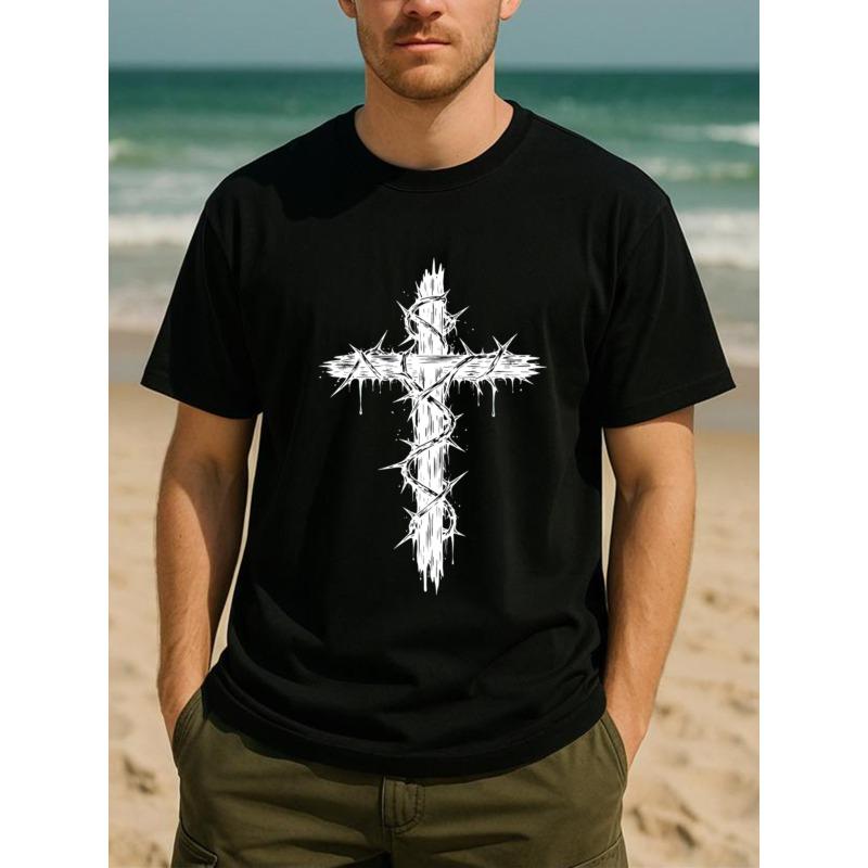 European sizes Men S T-Shirt Featuring a Trendy Design of Intertwined Thorns on a Cross, Embodying a Dark Faith Aesthetic 4XL чорний
European sizes Men S T-Shirt Featuring a Trendy Design of Intertwined Thorns on a Cross, Embodying a Dark Faith Aesthetic 4XL чорний