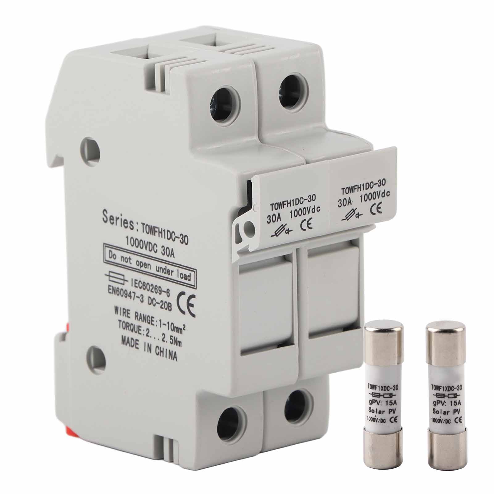 Fuse Holder Base 2 Pole DIN Rail Mount Power Distribution Control Equipment TOWFH1DC 1000VDC 2P15A
Fuse Holder Base 2 Pole DIN Rail Mount Power Distribution Control Equipment TOWFH1DC 1000VDC 2P15A