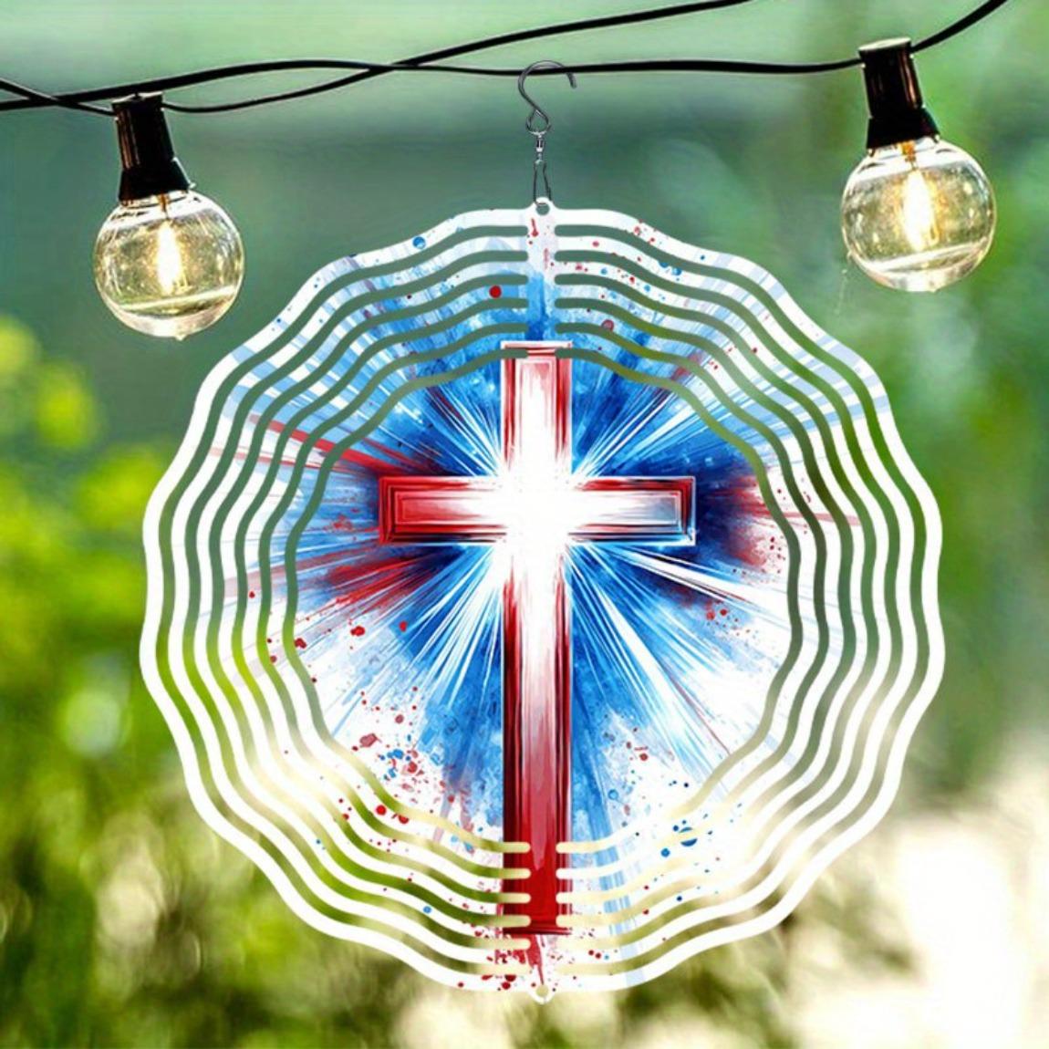 Metal Wind Chime Outdoor Hanging Decor for Garden Patio Yard Vibrant Red White Blue Swirling Design Cross Shaped Wind Powered No Batteriesa
Metal Wind Chime Outdoor Hanging Decor for Garden Patio Yard Vibrant Red White Blue Swirling Design Cross Shaped Wind Powered No Batteriesa