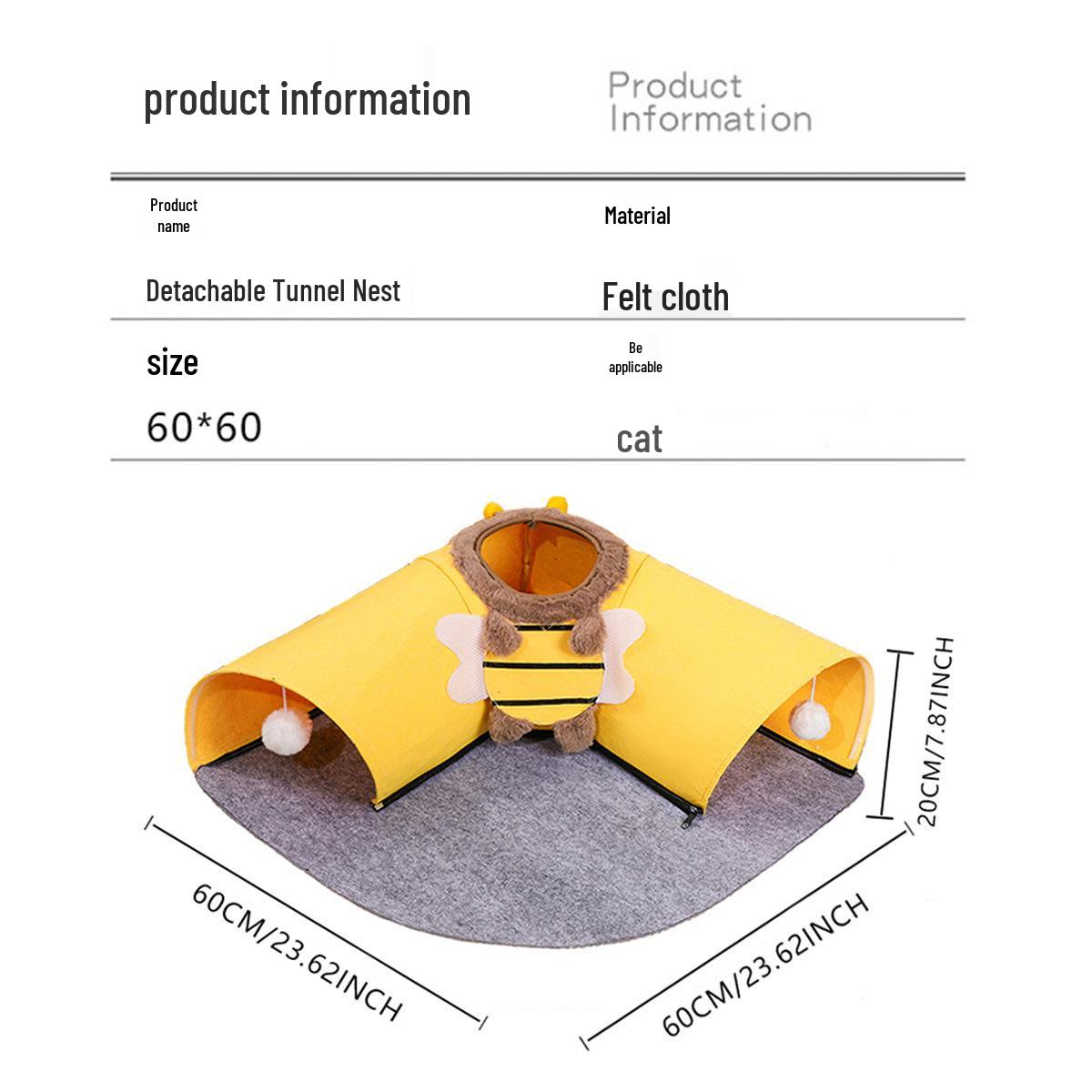 Detachable Cat Tunnel Toy for Play and Sleep - Enclosed Felt Nest One Size
Detachable Cat Tunnel Toy for Play and Sleep - Enclosed Felt Nest One Size
