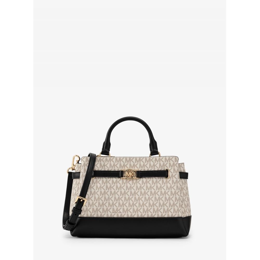 Michael Kors Reed Center Zip Belted Satchel Small Mk Signature 35f4g6rs1b46 Vanilla Black F
Michael Kors Reed Center Zip Belted Satchel Small Mk Signature 35f4g6rs1b46 Vanilla Black F